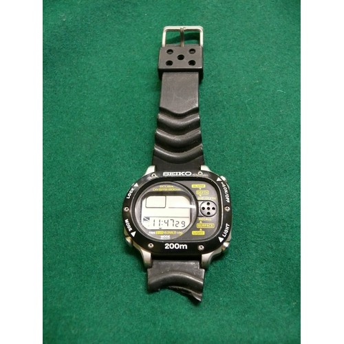 11 - Vintage Seiko Scuba Master Men's Digital Diver 1990 Quartz M726-5A10 Watch 200M working with new bat... 