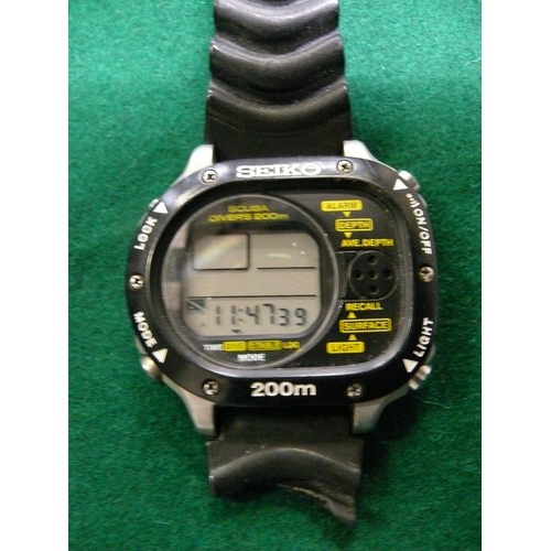 11 - Vintage Seiko Scuba Master Men's Digital Diver 1990 Quartz M726-5A10 Watch 200M working with new bat... 