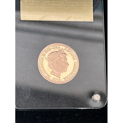 77 - A 22 Ct Gold Gibraltar Half Sovereign Proof Coin (3.99 grams) issued by The London Mint. In presenta... 