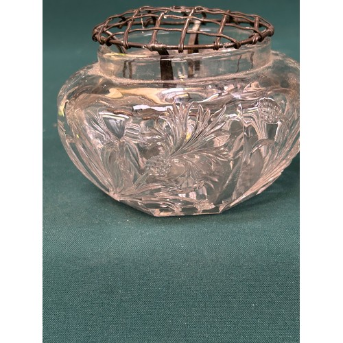 264 - A cut glass fruit bowl by Thomas Webb Stourbridge, a cut glass comport and a rose bowl with a flower... 