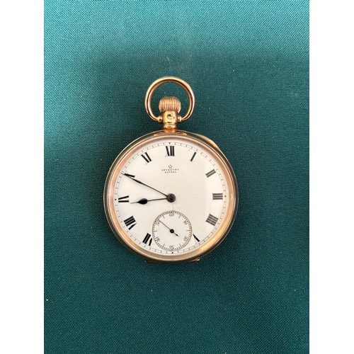 67 - A good 9ct gold open faced pocket watch the enamel dial marked 