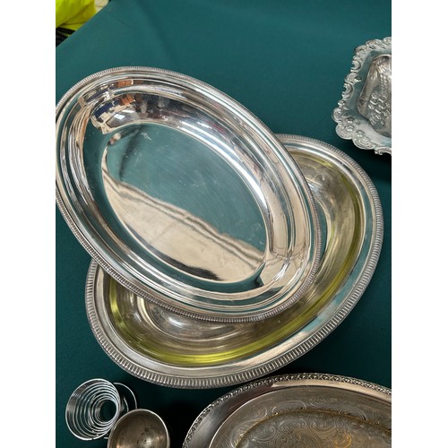 297 - Selection of vintage silver plated tableware including  tureen, serving dish with pierced liner, an ... 