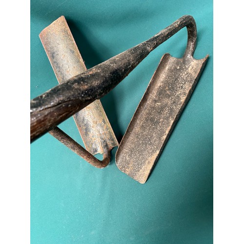 359 - Two antique drainage tools used for laying terracotta pipes