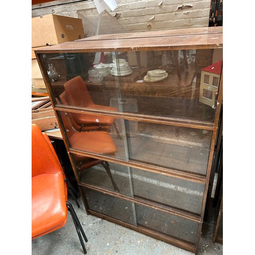 492 - 2 solid oak 1940's sectional bookcases with sliding glass doors by Phoenix Gallery. Charing Cross Lo... 