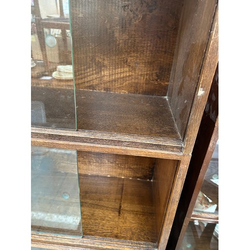 492 - 2 solid oak 1940's sectional bookcases with sliding glass doors by Phoenix Gallery. Charing Cross Lo... 