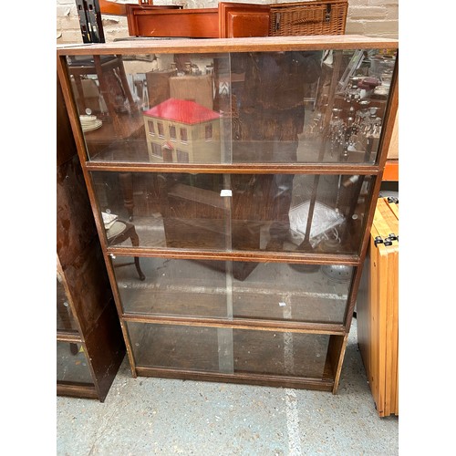 493 - 2 solid oak 1940's sectional bookcases with sliding glass doors by Phoenix Gallery. Charing Cross Lo... 