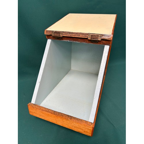 496 - Mid Century style teak shoe shine box with carved handle