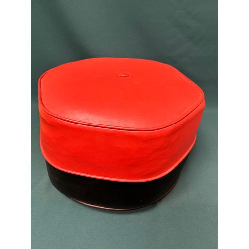 501 - A retro two-tone hexagonal pouffe in orange and black