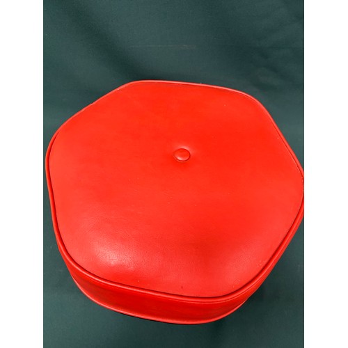 501 - A retro two-tone hexagonal pouffe in orange and black