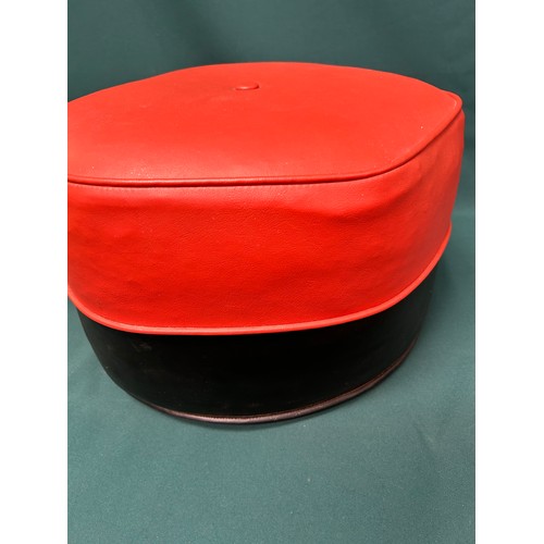 501 - A retro two-tone hexagonal pouffe in orange and black