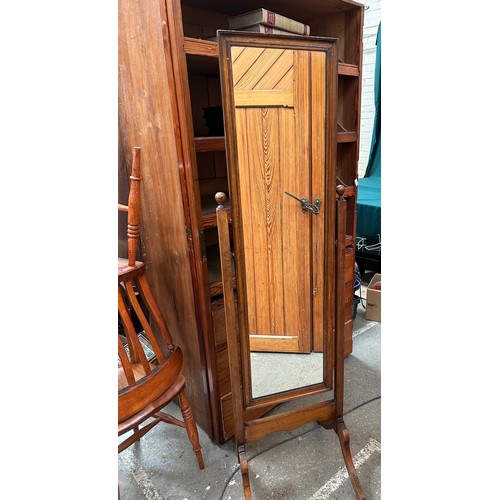 507 - 1920's oak framed cheval dressing mirror