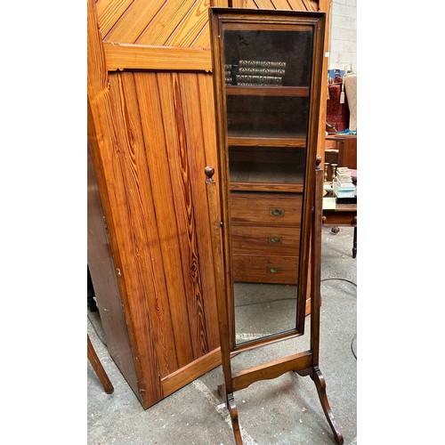 507 - 1920's oak framed cheval dressing mirror