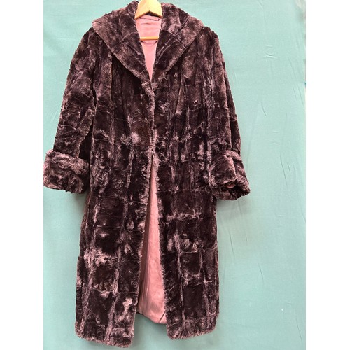 282 - Rare Vintage ladies moleskin black fur coat, probably  1950`s with 3/4 sleeves and cuffs med size in... 