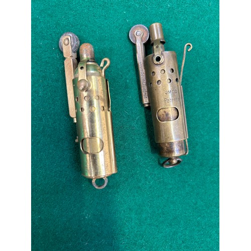 117B - A good 1920's Austrian IMCO Patent 105107 brass lighter and a later example of the same design