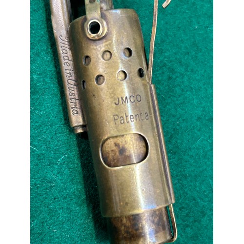 117B - A good 1920's Austrian IMCO Patent 105107 brass lighter and a later example of the same design