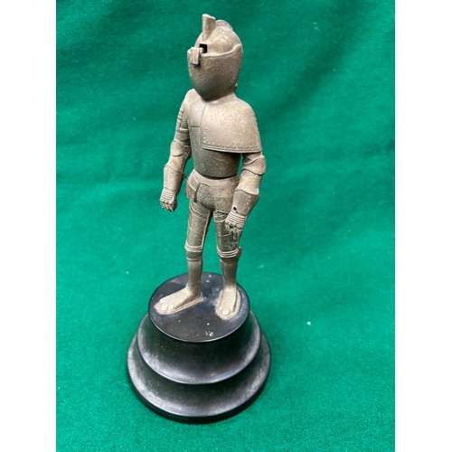 112 - Vintage Knight in full armour cigarette lighter on stand - 22cm