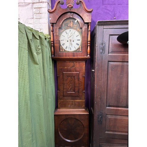 269 - Early 19th Century Longcase clock in mahogany case by William Mowbray, Hartlepool, swan neck pedimen... 