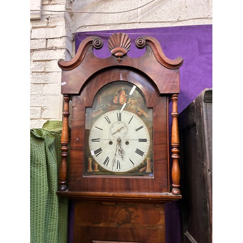 269 - Early 19th Century Longcase clock in mahogany case by William Mowbray, Hartlepool, swan neck pedimen... 