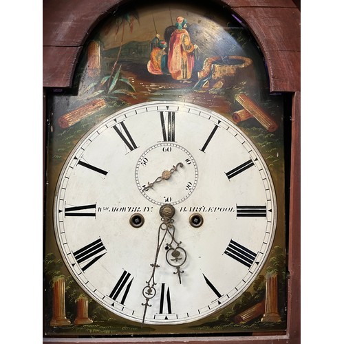 269 - Early 19th Century Longcase clock in mahogany case by William Mowbray, Hartlepool, swan neck pedimen... 