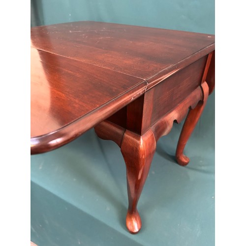 510 - Late 20th Century American mahogany lowboy side table with drop leaves on sprung catches - drawer to... 