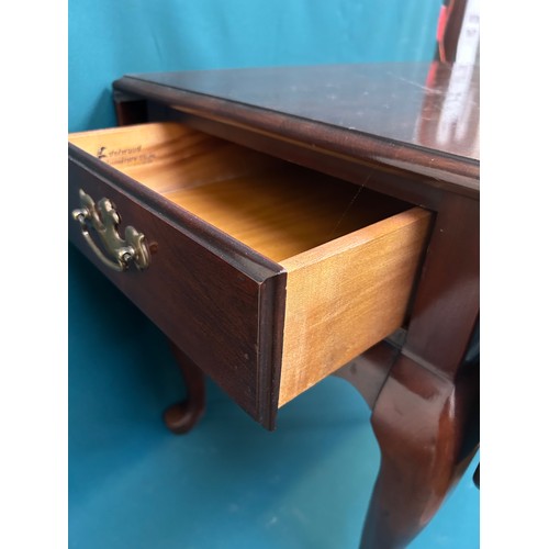 510 - Late 20th Century American mahogany lowboy side table with drop leaves on sprung catches - drawer to... 