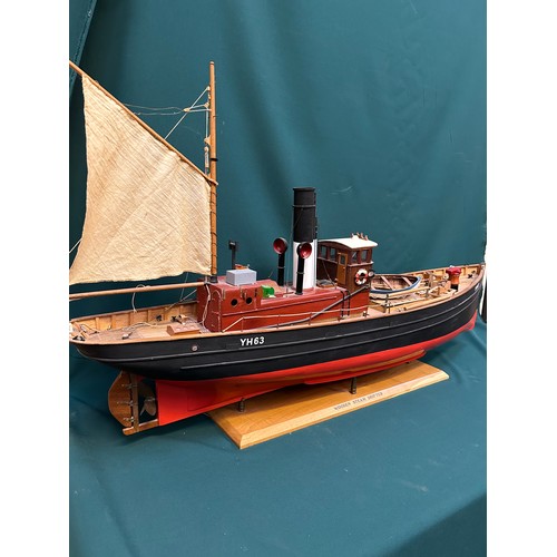 140 - A fabulous large hand crafted model of A Wooden Steam Drifter, the 