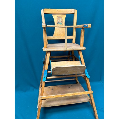 351C - A Vintage child’s metamorphic high chair & walker with wheels