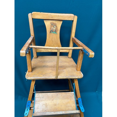 351C - A Vintage child’s metamorphic high chair & walker with wheels