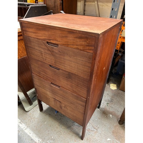 420 - Mid century teak 4 drawer chest with concealed drawer to top