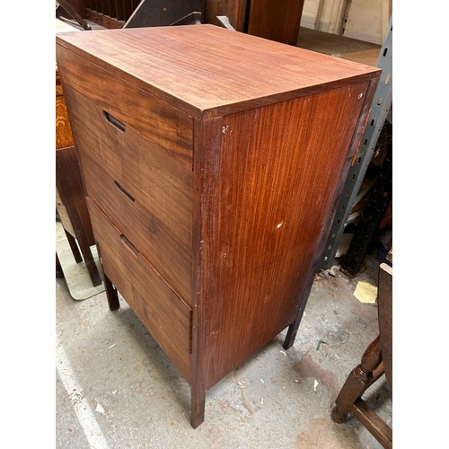 420 - Mid century teak 4 drawer chest with concealed drawer to top