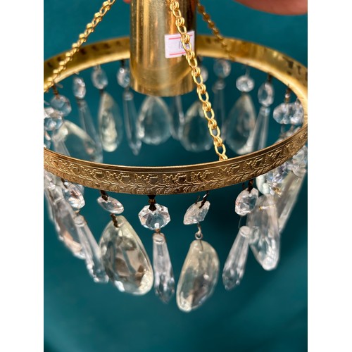 317 - Vintage coronet style chandelier light fitting with large pear shaped and elongated crystal lustres.... 