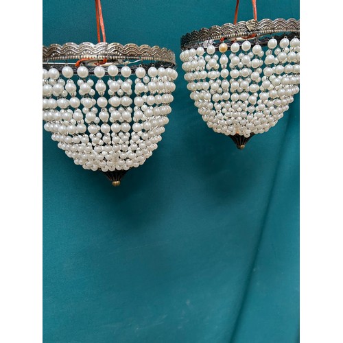 305 - Pair of decorative pearl drop ceiling light fittings in 1920's style - 8