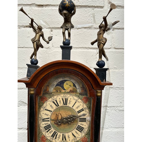 270 - An Antique Dutch Wall Clock by JWA (Warmink). The face painted with a dutch river scene. Aperture fo... 