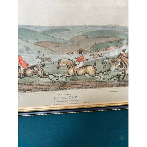 167A - Antique hand coloured hunting print 