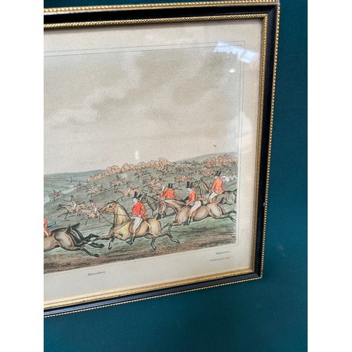 167A - Antique hand coloured hunting print 