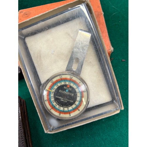 224 - Vintage Pedometer, German make, a circa 1920's technical drawing instrument set in a fitted case and... 