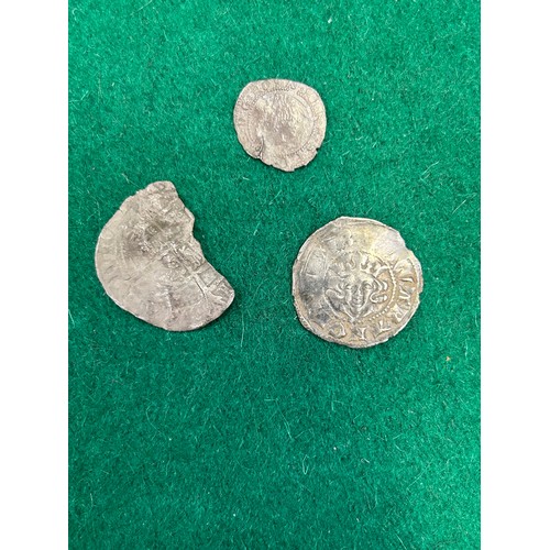 122 - Three early coins including Edward I Silver penny 1307 - 1309, London mint, 18mm dia, 1.38 grams, a ... 