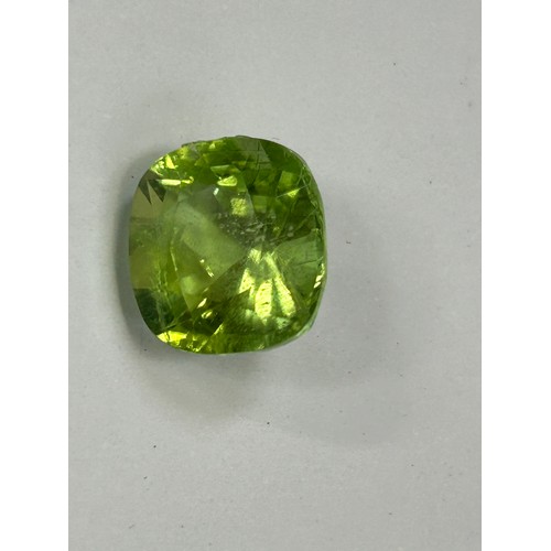 45A - Peridot semi-precious gemstone cushion cut 10mm x 11mm