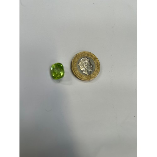 45A - Peridot semi-precious gemstone cushion cut 10mm x 11mm