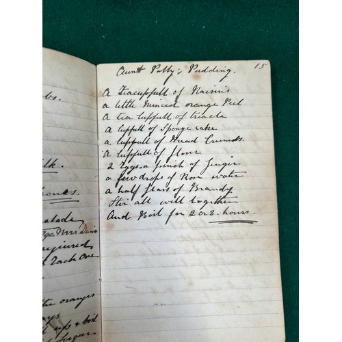 242 - Victorian Ladies hand written recipe book for Sara White June 1887. Puddings, cakes, 