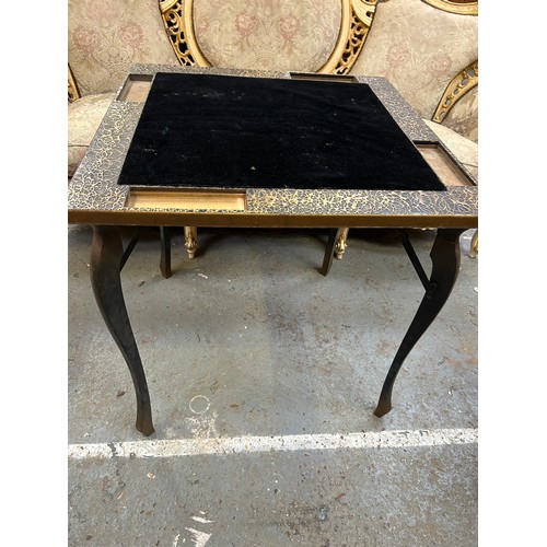 457 - Art Deco style folding bridge table with raised gilt detail  