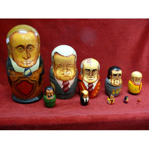 60 - RUSSIAN LEADER NESTLING DOLLS, HAND PAINTED SET OF 10