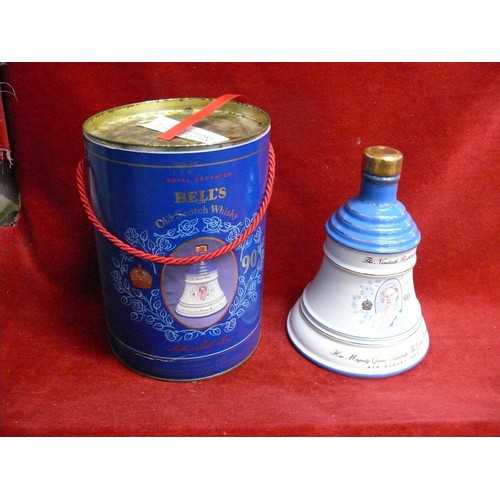 65 - WADE COMMEMORATIVE PORCELAIN BELL  DECANTER ' THE NINTIETH BIRTHDAY OF THE QUEEN MOTHER' WITH SEALED... 