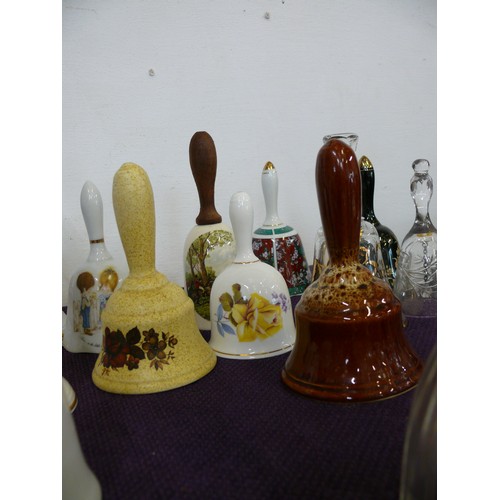 116 - SELECTION OF DECORATIVE BELLS, CRYSTAL AND CHINA