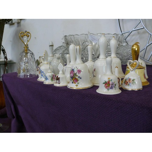 119 - COLLECTION OF PORCELAIN BELLS AND A LEAD CRYSTAL BELL