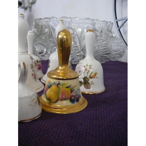 119 - COLLECTION OF PORCELAIN BELLS AND A LEAD CRYSTAL BELL