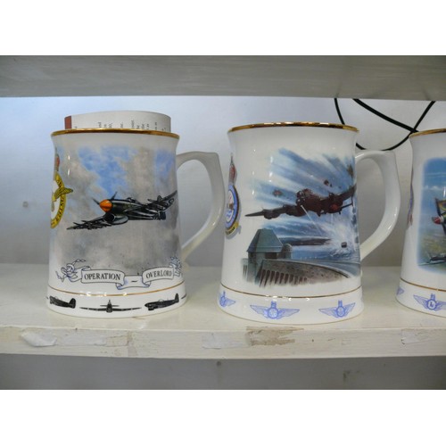 85 - 5 X  WWII COMMEMORATIVE TANKARDS, THE BATTLE OVER GERMANY 0199,  THE BATTLE OF BRITAIN,  HAWKER HURR... 