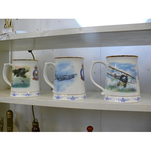 86 - 3 X DANBURY MINT RAF TANKARDS - SOPWITH CAMEL 0188, DE HAVILLAND MOSQUITO 0588, HAWKER SIDDELEY HARR... 