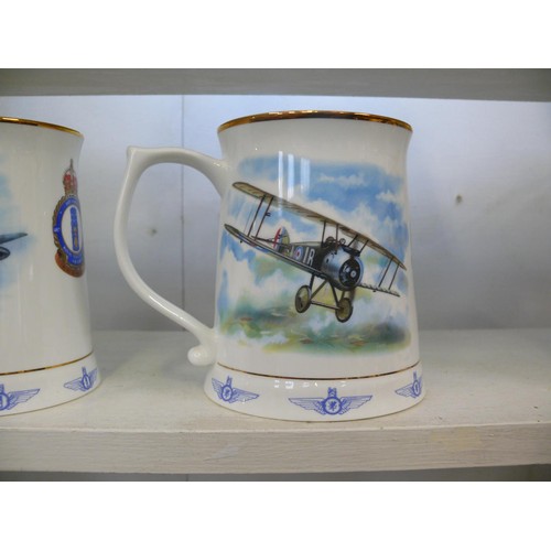 86 - 3 X DANBURY MINT RAF TANKARDS - SOPWITH CAMEL 0188, DE HAVILLAND MOSQUITO 0588, HAWKER SIDDELEY HARR... 