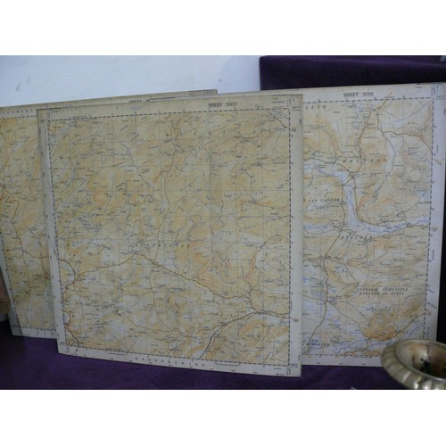 128 - 3 VINTAGE MAPS ON BOARD OF RADNORSHIRE